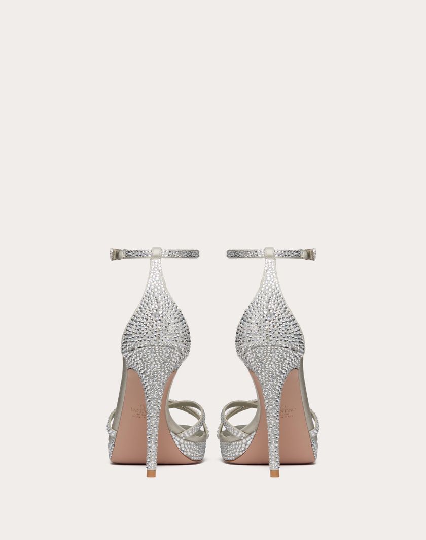 Valentino Handbags Sandalo Con Plateau Valentino Garavani Eveninglam Con Cristalli 120mm per Donna in Crystal/grigio | Valentino IT Spedizione Gratuita