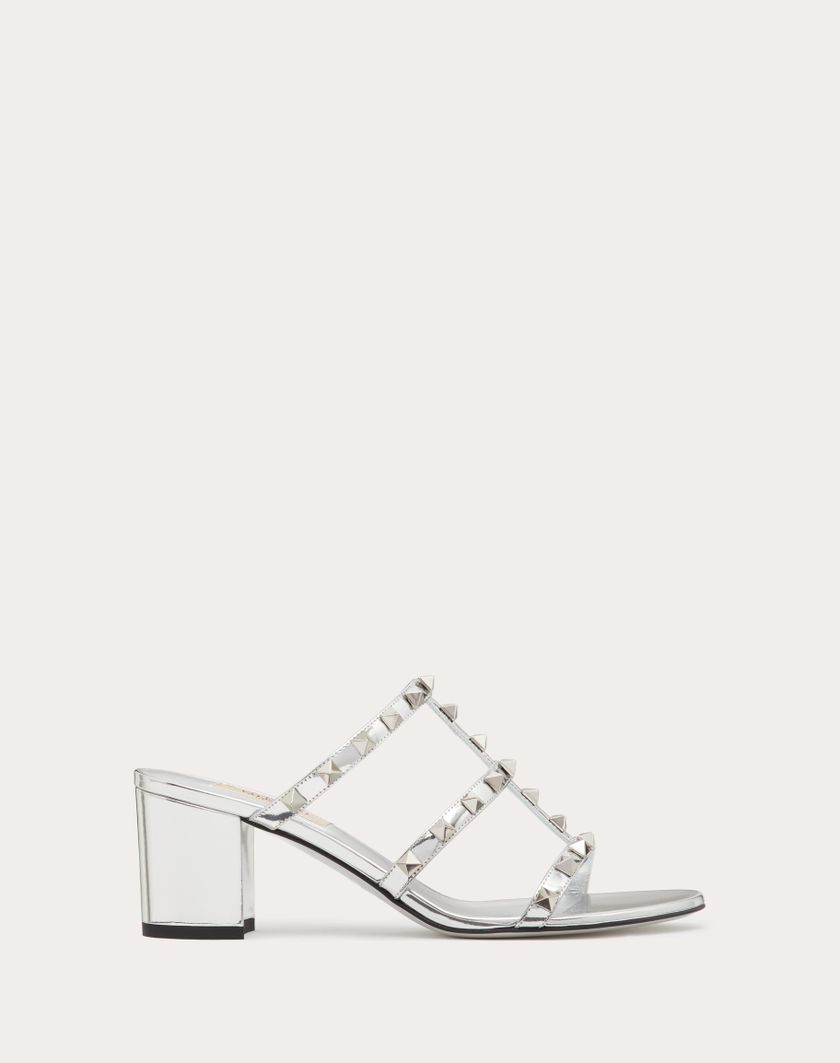 Valentino Handbags Sandalo Slider Rockstud In Specchio 60mm per Donna in Argento | Valentino IT Acquista Ora
