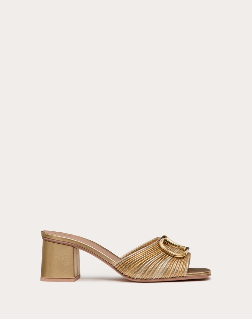Valentino Handbags Sandalo Slide Vlogo Signature Metallizzato Con Ricamo Cornely 60mm per Donna in Oro | Valentino IT Sottocosto