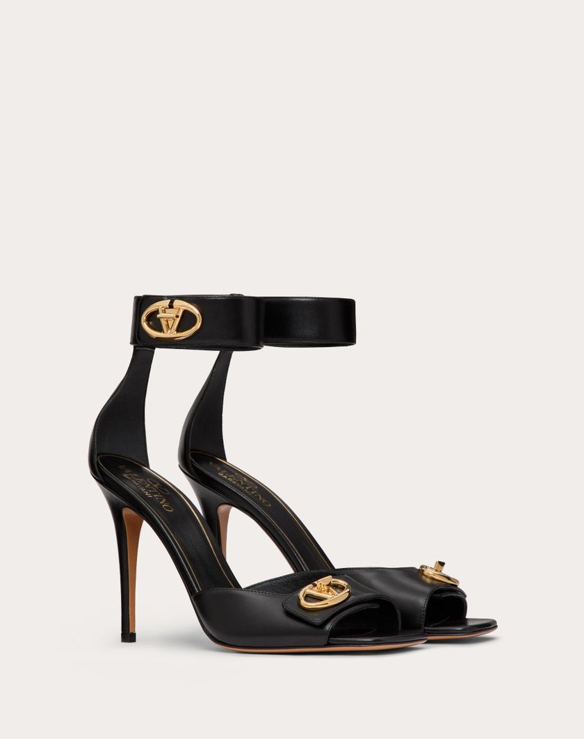 Valentino Handbags Sandalo Vlogo Locker In Vitello 105mm per Donna in Nero | Valentino IT Novità