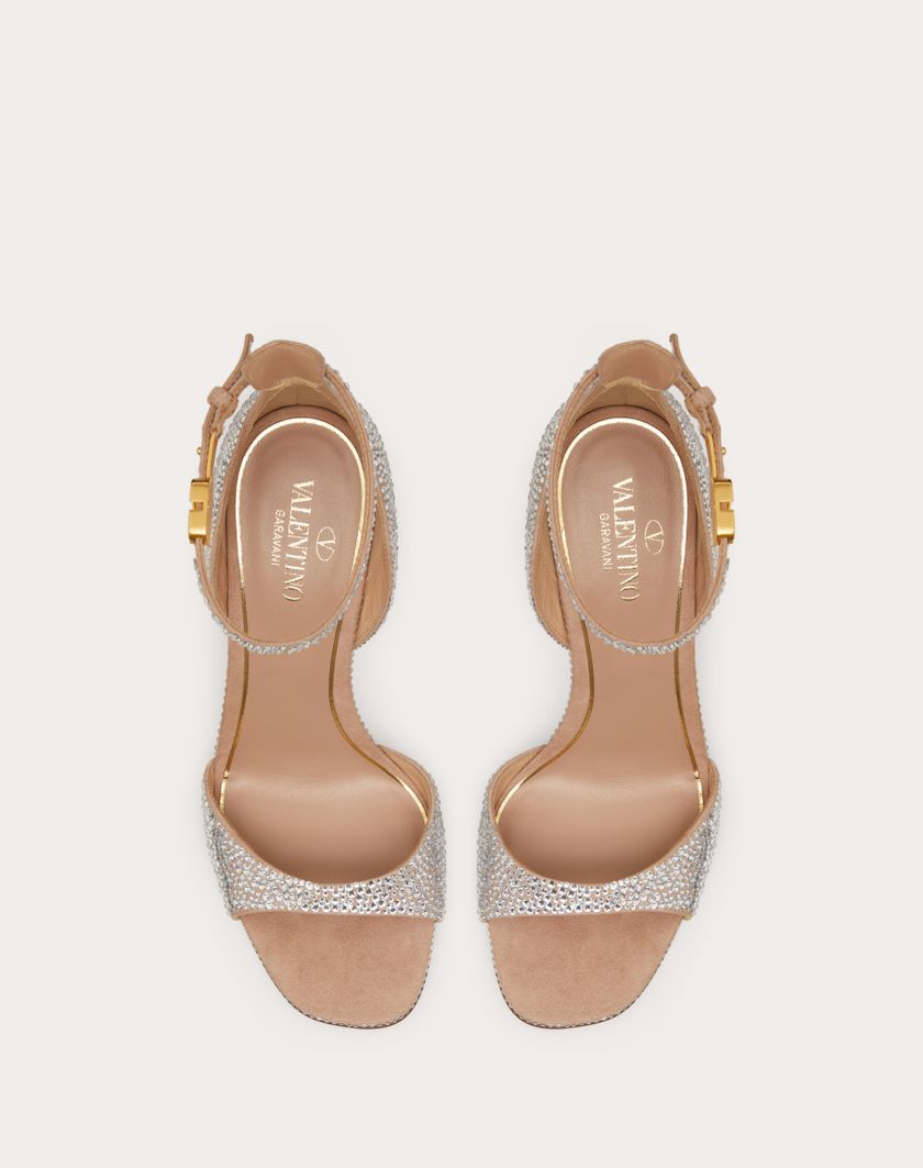 Valentino Handbags Sandalo Valentino Garavani Tan-go Con Cristalli 100mm per Donna in Crystal/rose Cannelle | Valentino IT Online
