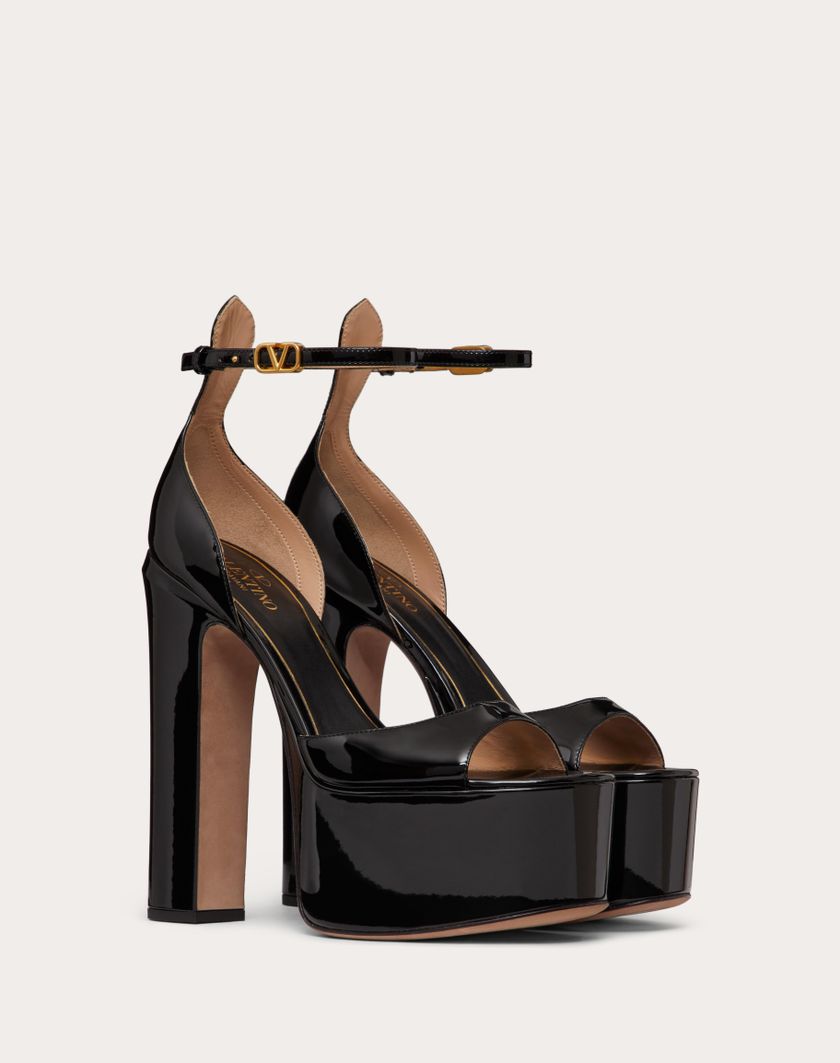 Valentino Handbags Sandalo Con Plateau Valentino Garavani Tan-go In Vernice 155mm per Donna in Nero | Valentino IT In Vendita