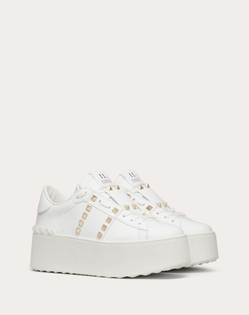 Valentino Handbags Sneaker Flatform Rockstud Untitled In Vitello per Donna in Bianco | Valentino IT I Più Venduti