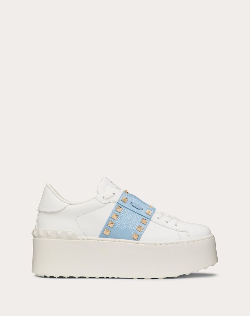 Valentino Handbags Sneaker Flatform Rockstud Untitled In Vitello Con Banda In Naplack per Donna in Bianco | Valentino IT Vendite Flash