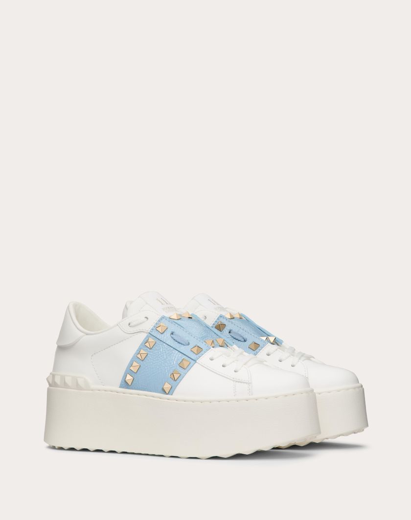 Valentino Handbags Sneaker Flatform Rockstud Untitled In Vitello Con Banda In Naplack per Donna in Bianco | Valentino IT Vendite Flash