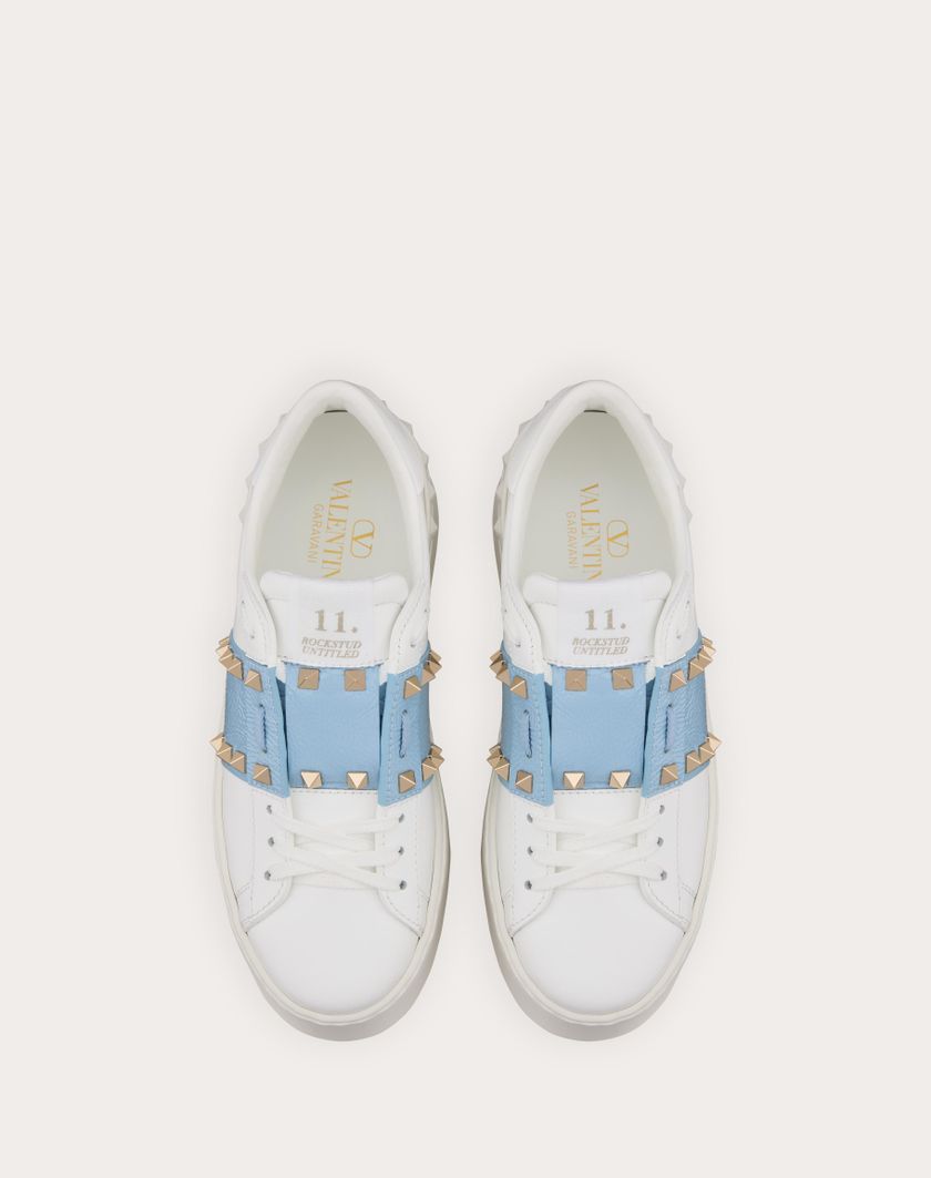 Valentino Handbags Sneaker Flatform Rockstud Untitled In Vitello Con Banda In Naplack per Donna in Bianco | Valentino IT Vendite Flash
