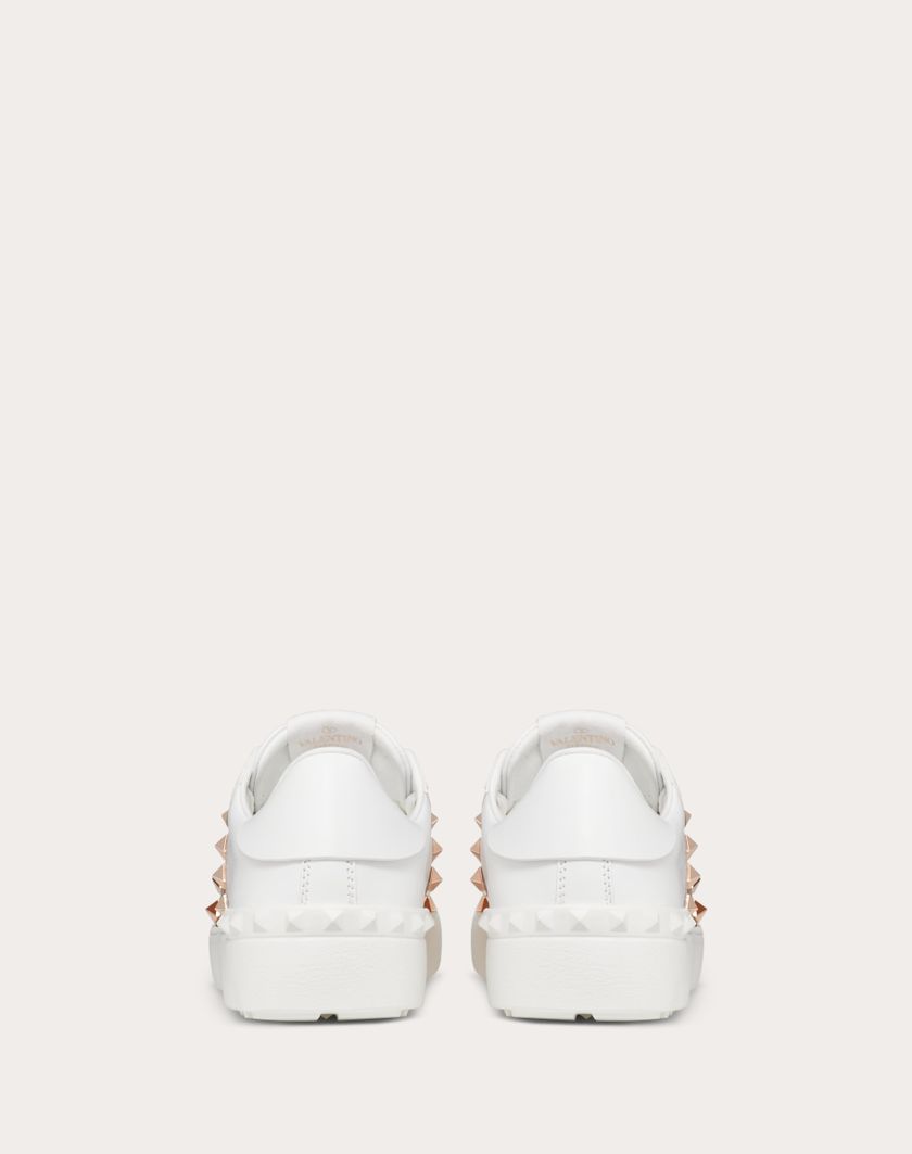 Valentino Handbags Sneaker Rockstud Untitled In Vitello Con Banda Metallizzata per Donna in Bianco/rame | Valentino IT Negozio online di fabbrica