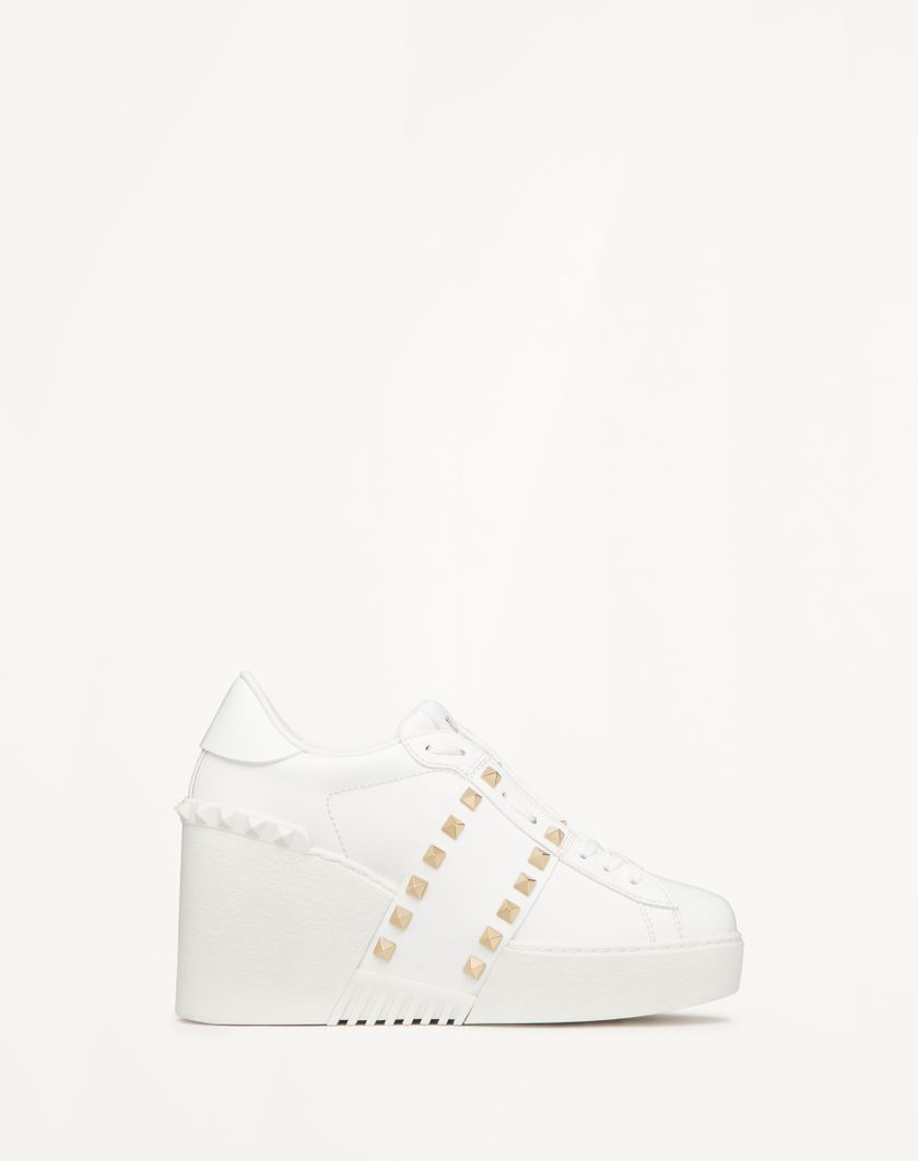 Valentino Handbags Sneaker Con Zeppa Open Disco In Vitello 85mm per Donna in Bianco | Valentino IT Flash Sale