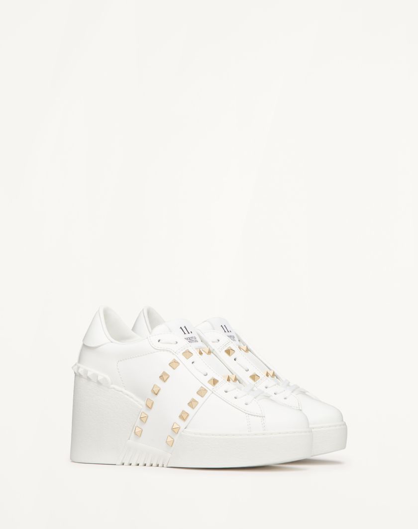 Valentino Handbags Sneaker Con Zeppa Open Disco In Vitello 85mm per Donna in Bianco | Valentino IT Flash Sale