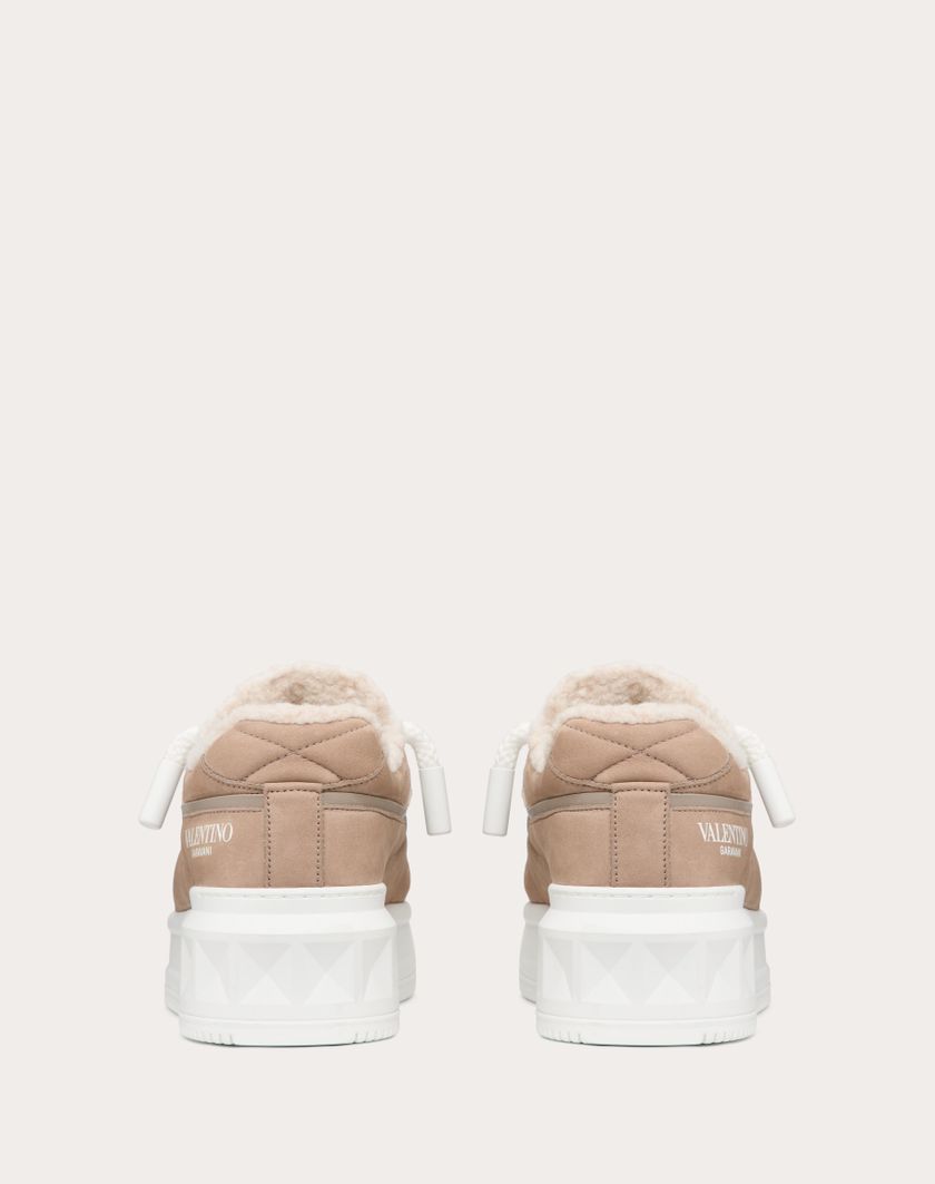 Valentino Handbags Sneaker One Stud Xl In Nabuk E Lana per Donna in Beige/naturale/bianco | Valentino IT Fornitura limitata