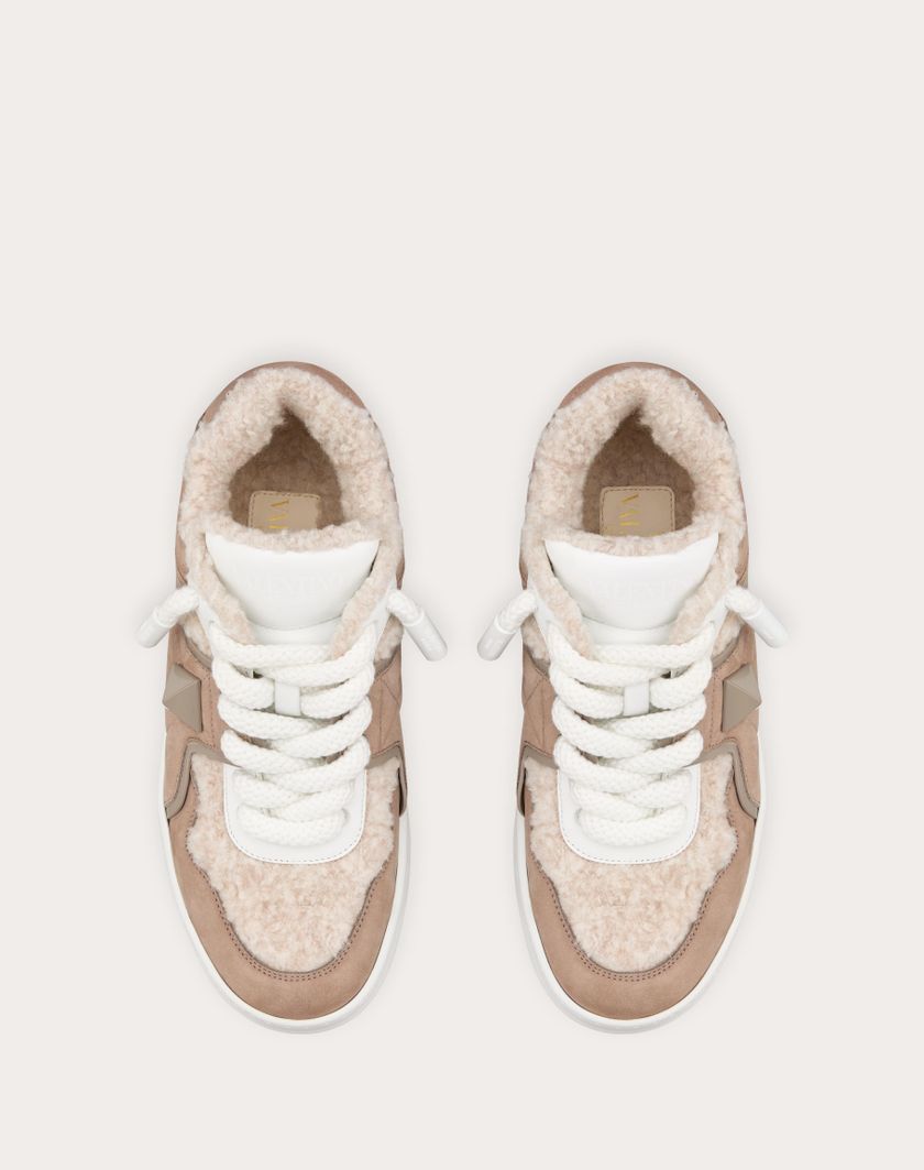 Valentino Handbags Sneaker One Stud Xl In Nabuk E Lana per Donna in Beige/naturale/bianco | Valentino IT Fornitura limitata
