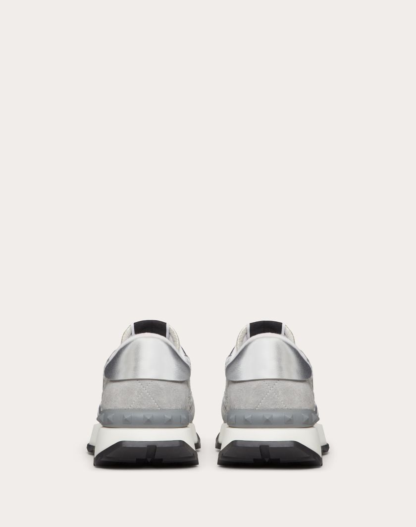 Valentino Handbags Sneaker Lacerunner In Pizzo E Mesh per Donna in Silver/pastel Grey | Valentino IT Black Friday