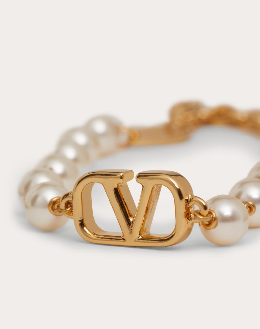 Valentino Handbags Bracciale Vlogo Signature Con Perle Swarovski® per Donna in Oro | Valentino IT Grandi sconti