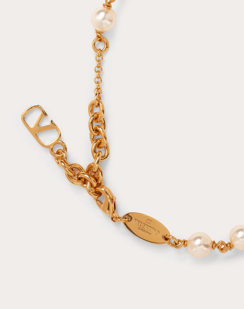 Valentino Handbags Bracciale Vlogo Signature Con Perle Swarovski® per Donna in Oro | Valentino IT Grandi sconti