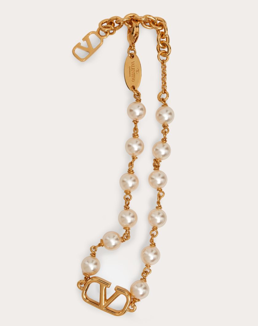 Valentino Handbags Bracciale Vlogo Signature Con Perle Swarovski® per Donna in Oro | Valentino IT Grandi sconti