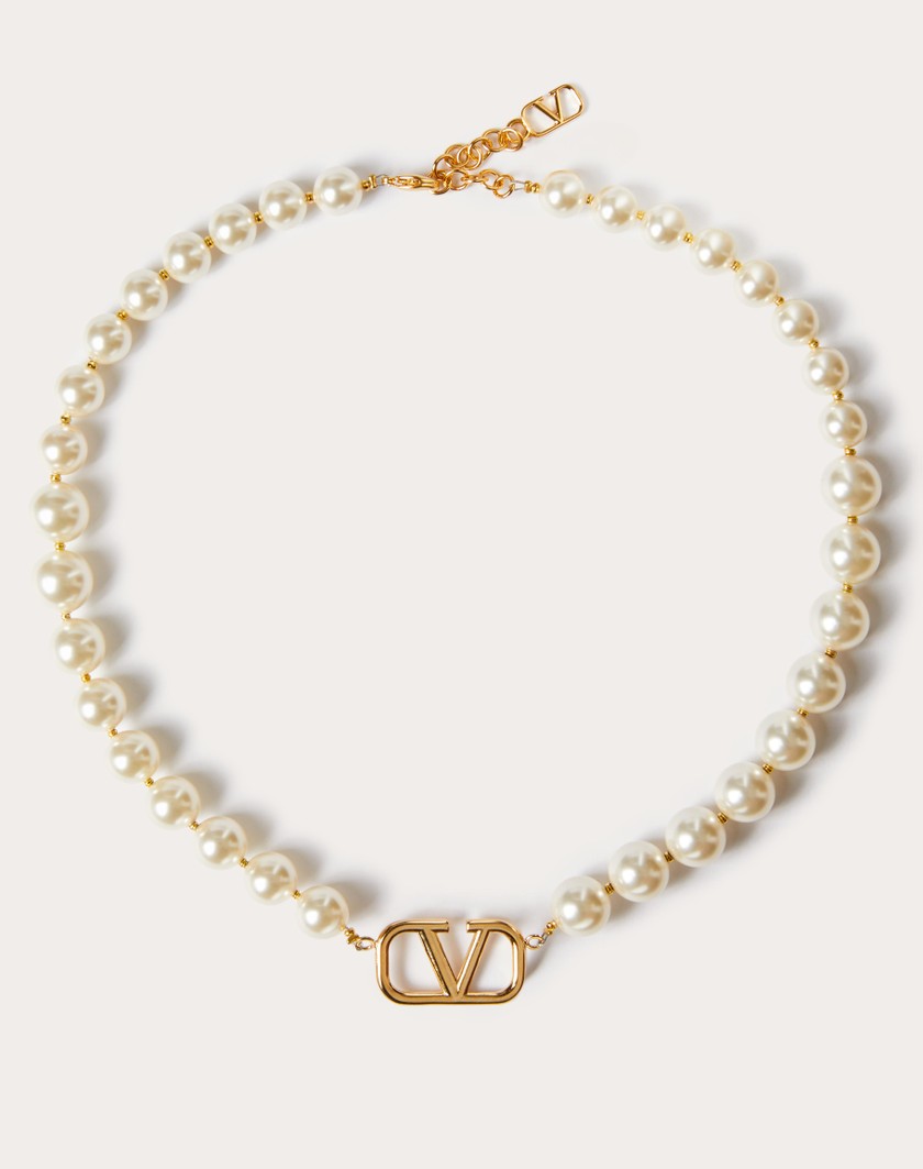 Valentino Handbags Collana Vlogo Signature In Metallo E Perle Swarovski® per Donna in Oro | Valentino IT Nuovi prodotti