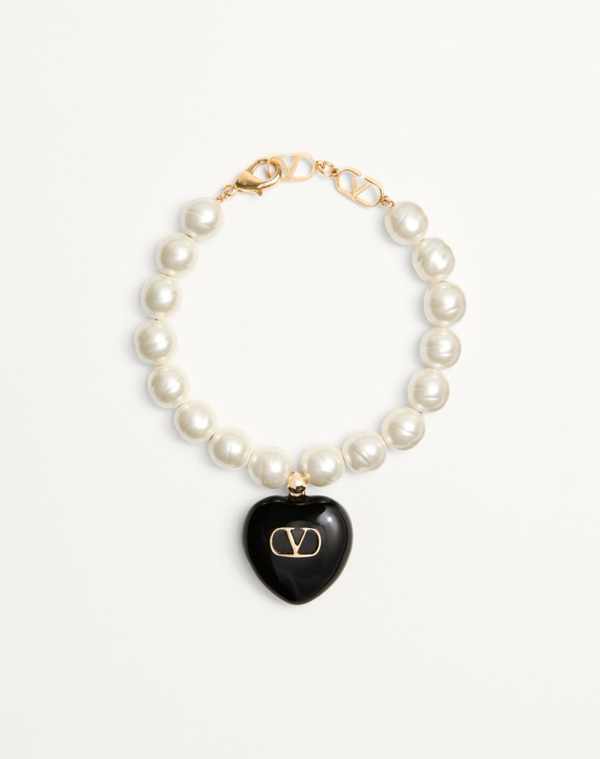 Valentino Handbags Bracciale Coeur Royal In Metallo Smalto E Perle per Donna in Multicolor | Valentino IT Bestseller