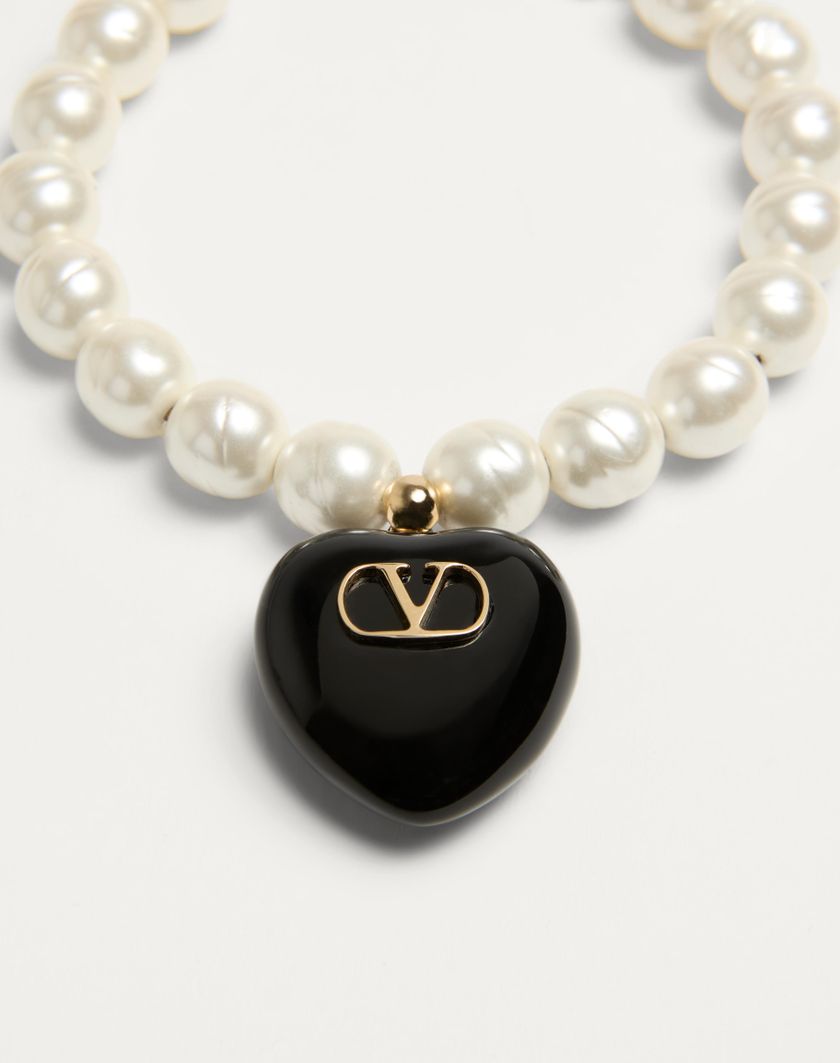 Valentino Handbags Bracciale Coeur Royal In Metallo Smalto E Perle per Donna in Multicolor | Valentino IT Bestseller