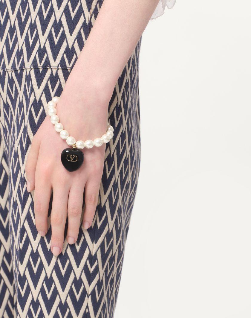 Valentino Handbags Bracciale Coeur Royal In Metallo Smalto E Perle per Donna in Multicolor | Valentino IT Offerte stagionali