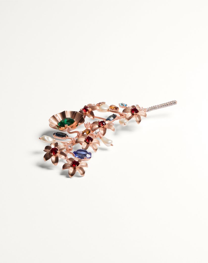 Valentino Handbags Spilla Papier Floral In Metallo Perla E Cristalli Swarovski® per Donna in Multicolor | Valentino IT Offerte speciali