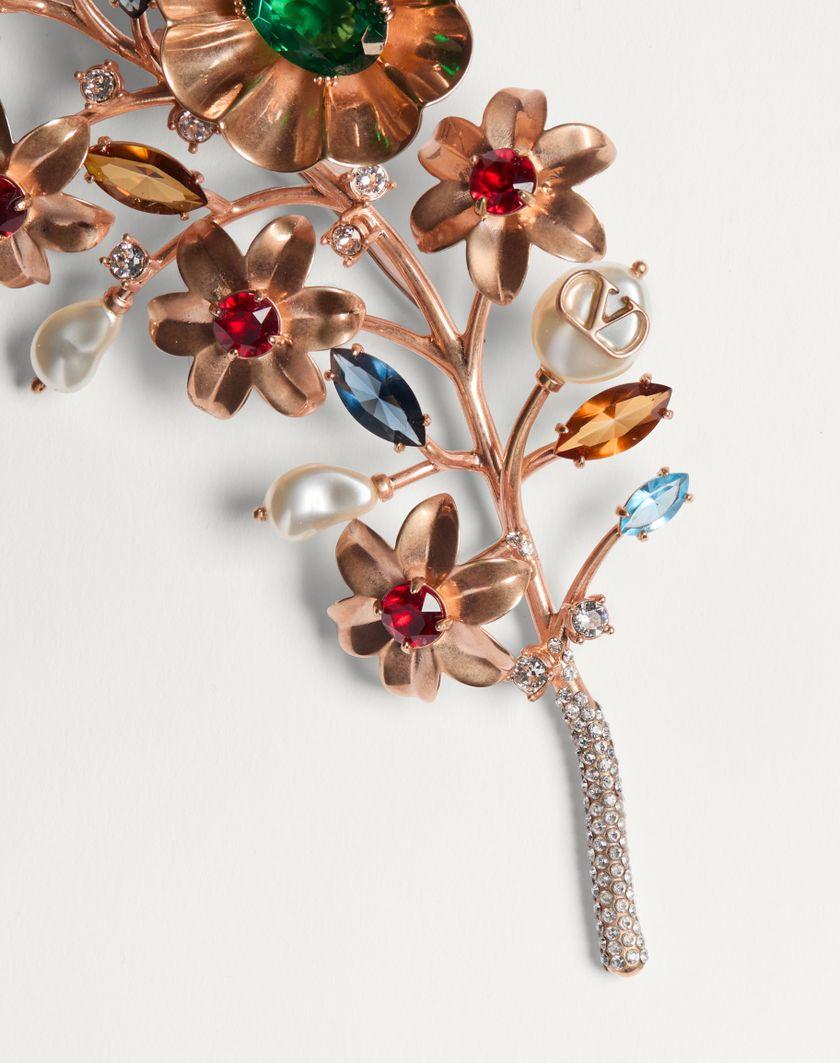 Valentino Handbags Spilla Papier Floral In Metallo Perla E Cristalli Swarovski® per Donna in Multicolor | Valentino IT Offerte speciali