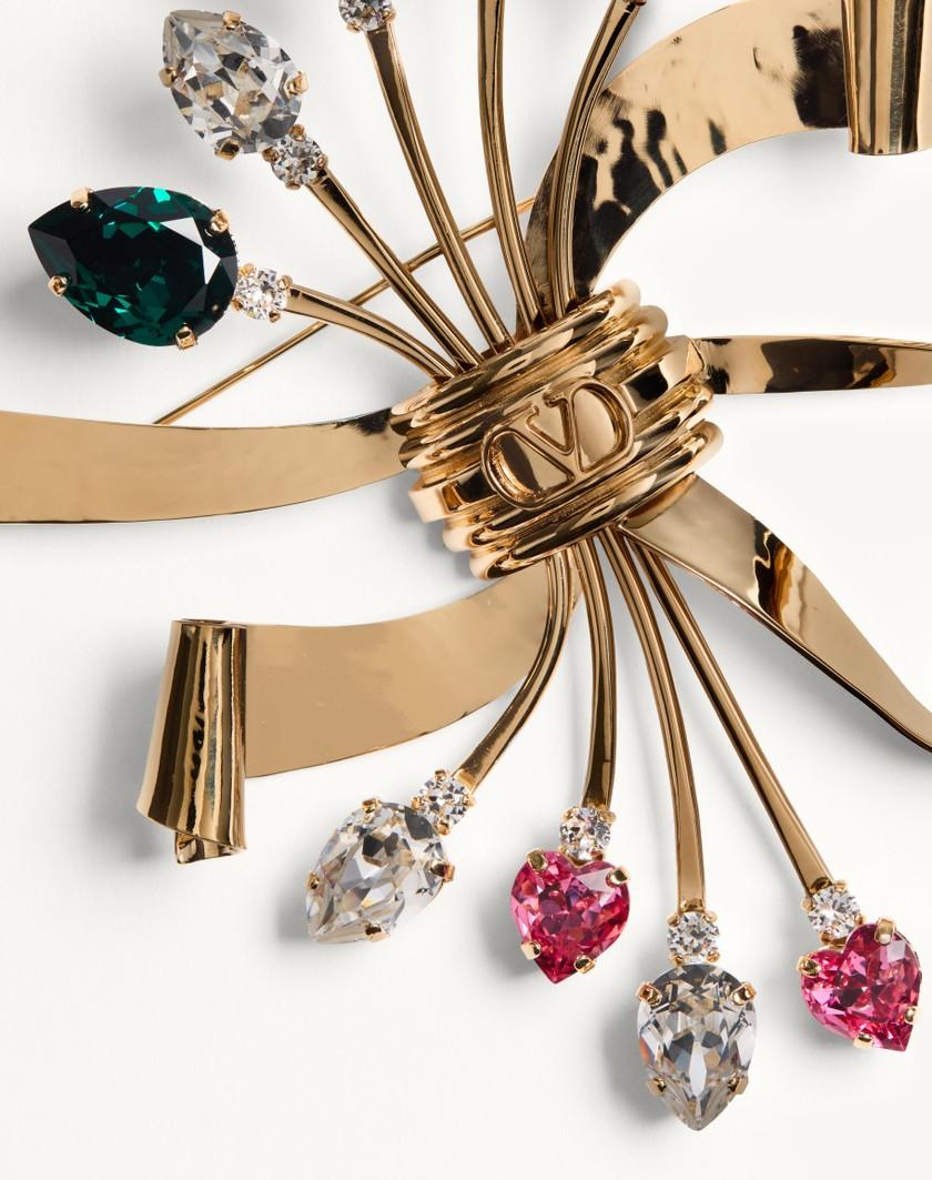 Valentino Handbags Spilla Papier Floral In Metallo E Cristalli Swarovski® per Donna in Oro/multicolor | Valentino IT Enormi risparmi