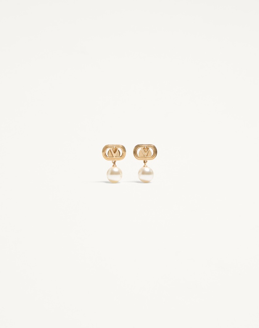 Valentino Handbags Orecchini Ovalette In Metallo E Perle Swarovski® per Donna in Oro/crema | Valentino IT Offerta settimanale