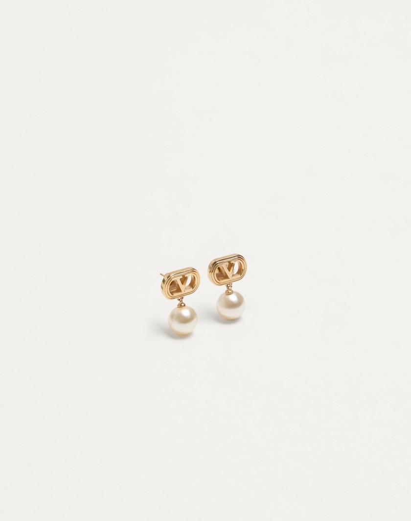 Valentino Handbags Orecchini Ovalette In Metallo E Perle Swarovski® per Donna in Oro/crema | Valentino IT Offerta settimanale