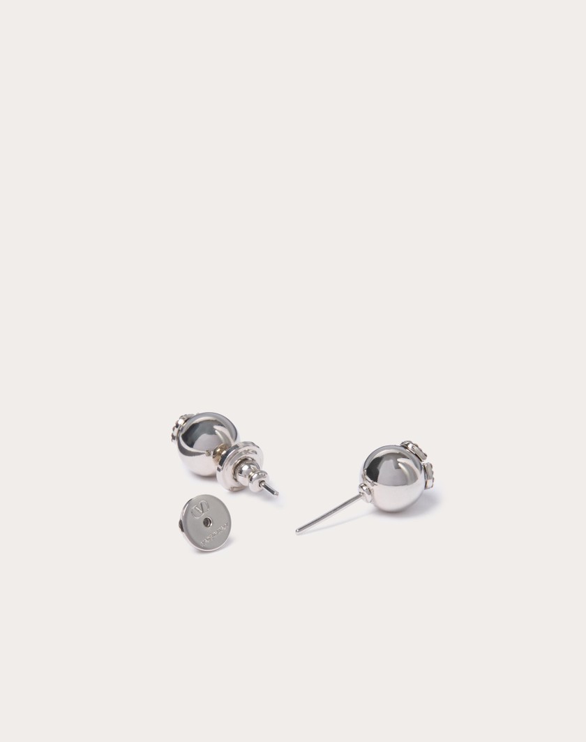 Valentino Handbags Orecchini Vlogo Signature In Metallo E Cristalli Swarovski® per Donna in Palladio/crystal | Valentino IT Ultimi due giorni