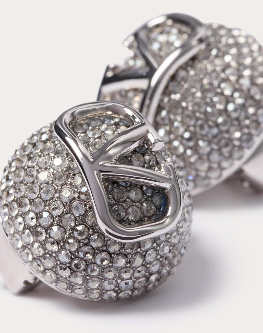 Valentino Handbags Orecchini Vlogo Signature In Metallo E Cristalli Swarovski® per Donna in Palladio/crystal | Valentino IT Fino al 50% di sconto