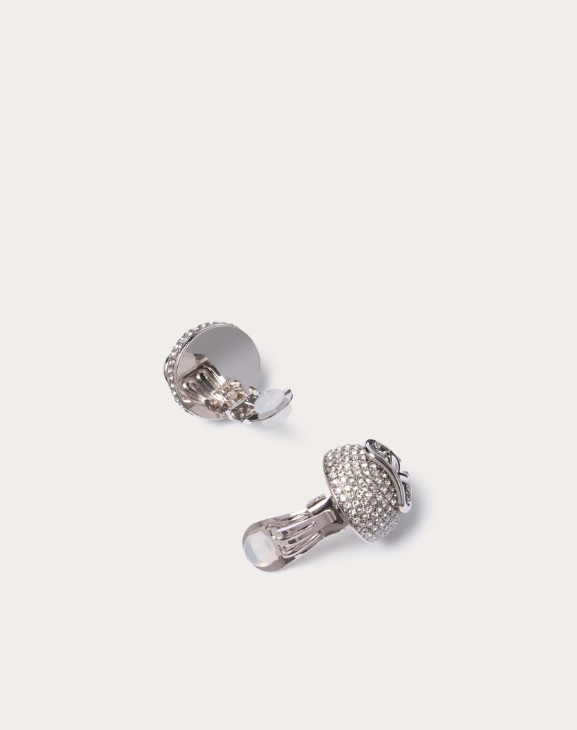 Valentino Handbags Orecchini Vlogo Signature In Metallo E Cristalli Swarovski® per Donna in Palladio/crystal | Valentino IT Fino al 50% di sconto