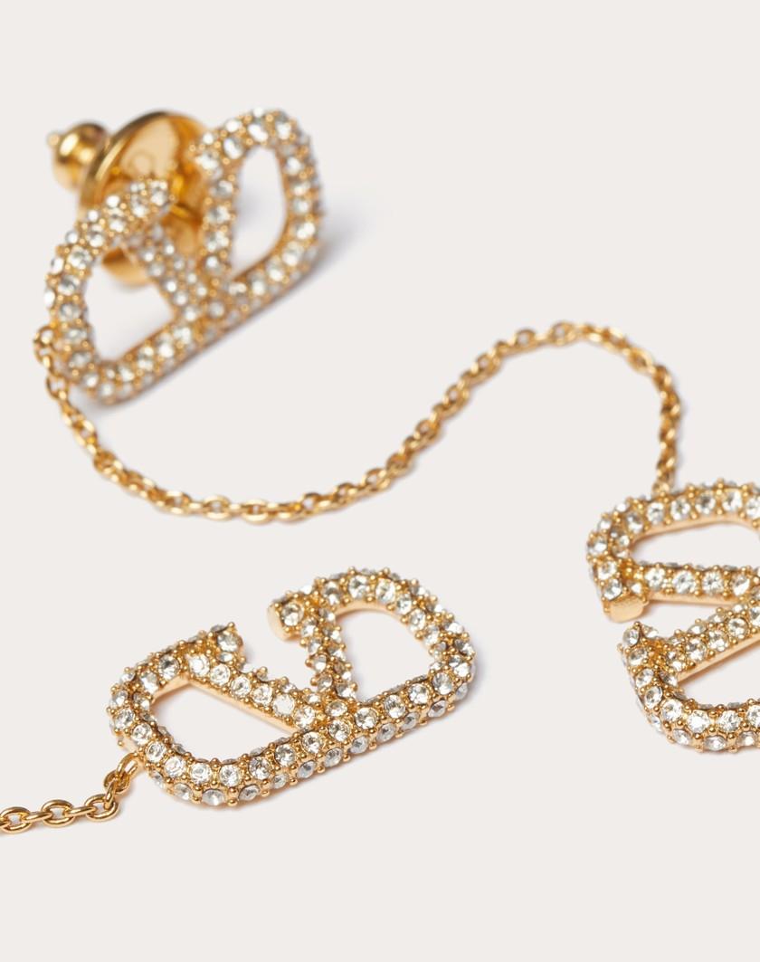 Valentino Handbags Orecchini Vlogo Signature In Metallo E Cristalli Swarovski® per Donna in Oro | Valentino IT Sostegno trimestrale