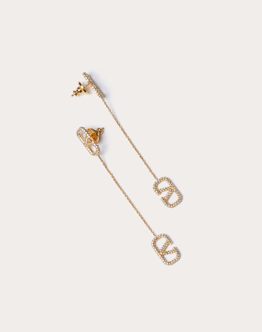 Valentino Handbags Orecchini Vlogo Signature In Metallo E Cristalli Swarovski® per Donna in Oro | Valentino IT Sostegno trimestrale