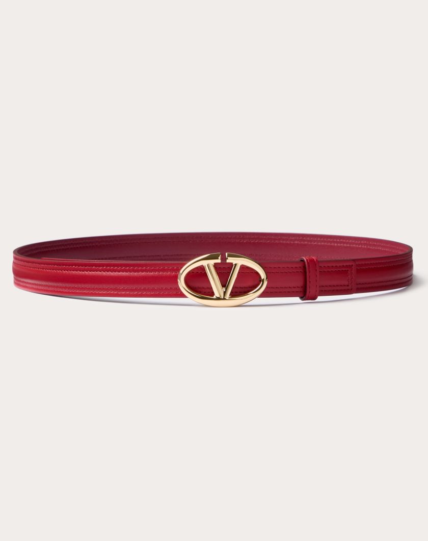 Valentino Handbags Cintura Vlogo The Bold Edition In Vitello Lucido 20 Mm per Donna in Rosso V./rosso Scuro | Valentino IT Vendita