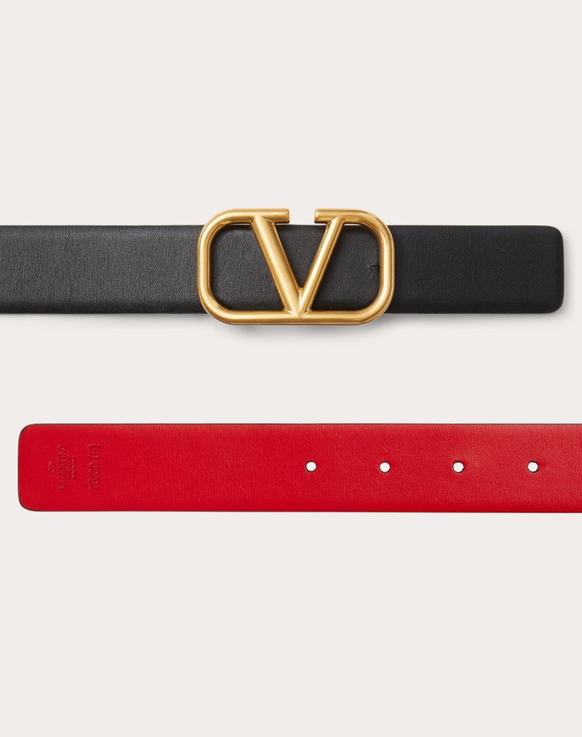 Valentino Handbags Cintura Reversibile Vlogo Signature In Vitello Lucido 30 Mm per Donna in Nero/rouge Pur | Valentino IT Negozi Online