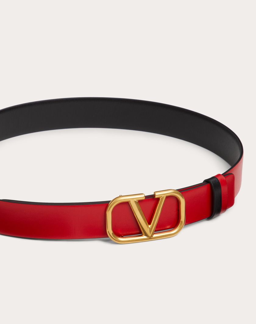 Valentino Handbags Cintura Reversibile Vlogo Signature In Vitello Lucido 30 Mm per Donna in Nero/rouge Pur | Valentino IT Negozi Online