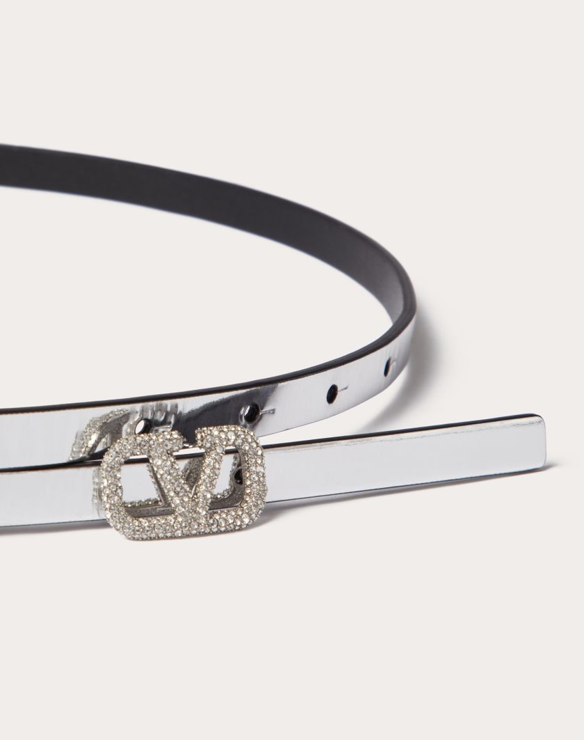 Valentino Handbags Cintura Vlogo Signature In Vitello Specchiato 10 Mm per Donna in Argento | Valentino IT Presa