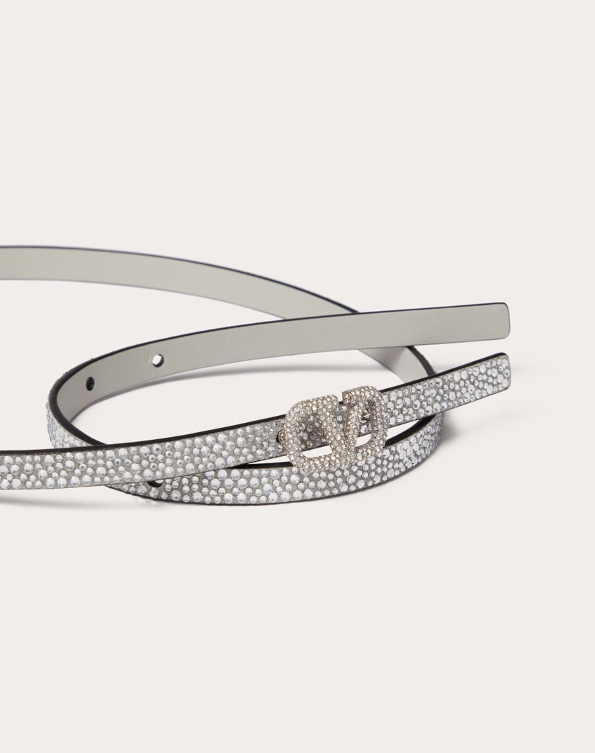 Valentino Handbags Cintura Vlogo Signature Con Cristalli 10 Mm per Donna in Crystal | Valentino IT Sconto