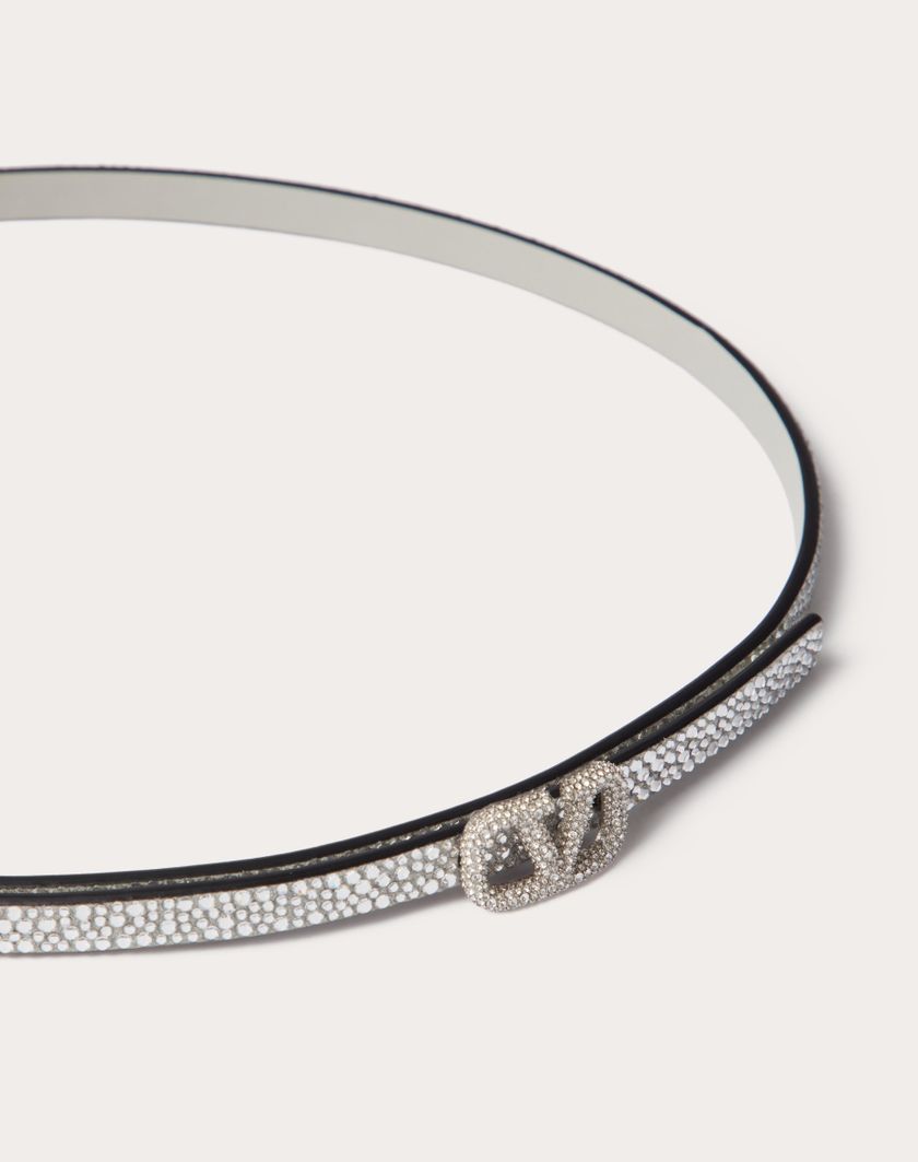 Valentino Handbags Cintura Vlogo Signature Con Cristalli 10 Mm per Donna in Crystal | Valentino IT Sconto