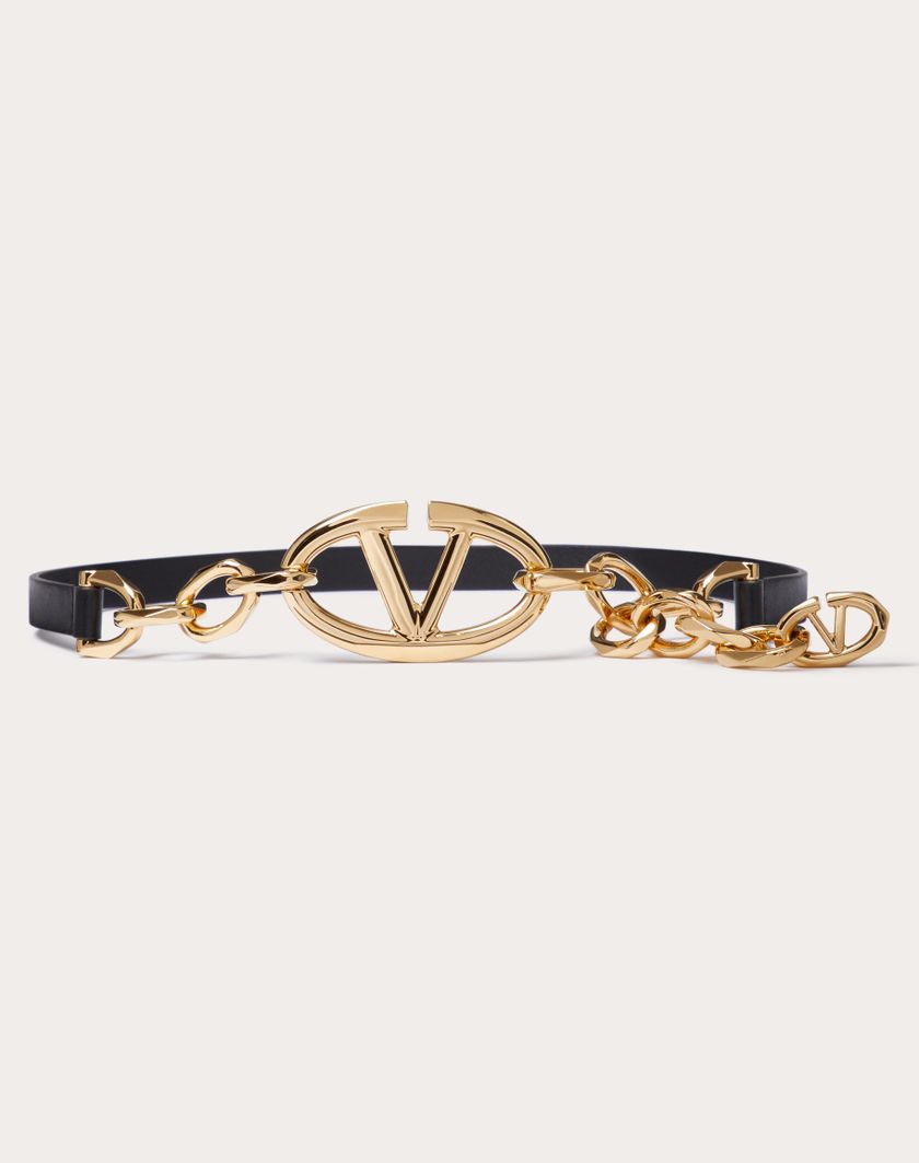 Valentino Handbags Cintura Vlogo The Bold Edition In Vitello Lucido Con Catena per Donna in Cappuccino | Valentino IT Online