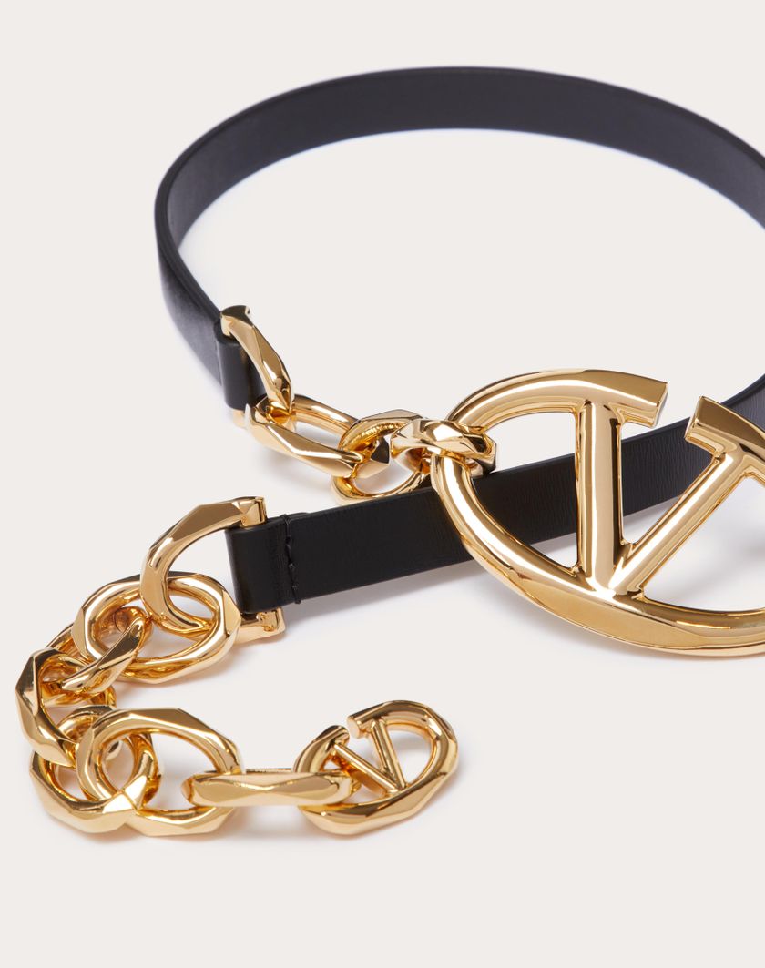 Valentino Handbags Cintura Vlogo The Bold Edition In Vitello Lucido Con Catena per Donna in Cappuccino | Valentino IT Online