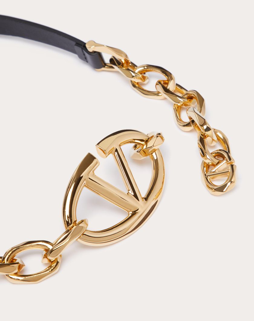 Valentino Handbags Cintura Vlogo The Bold Edition In Vitello Lucido Con Catena per Donna in Cappuccino | Valentino IT Online