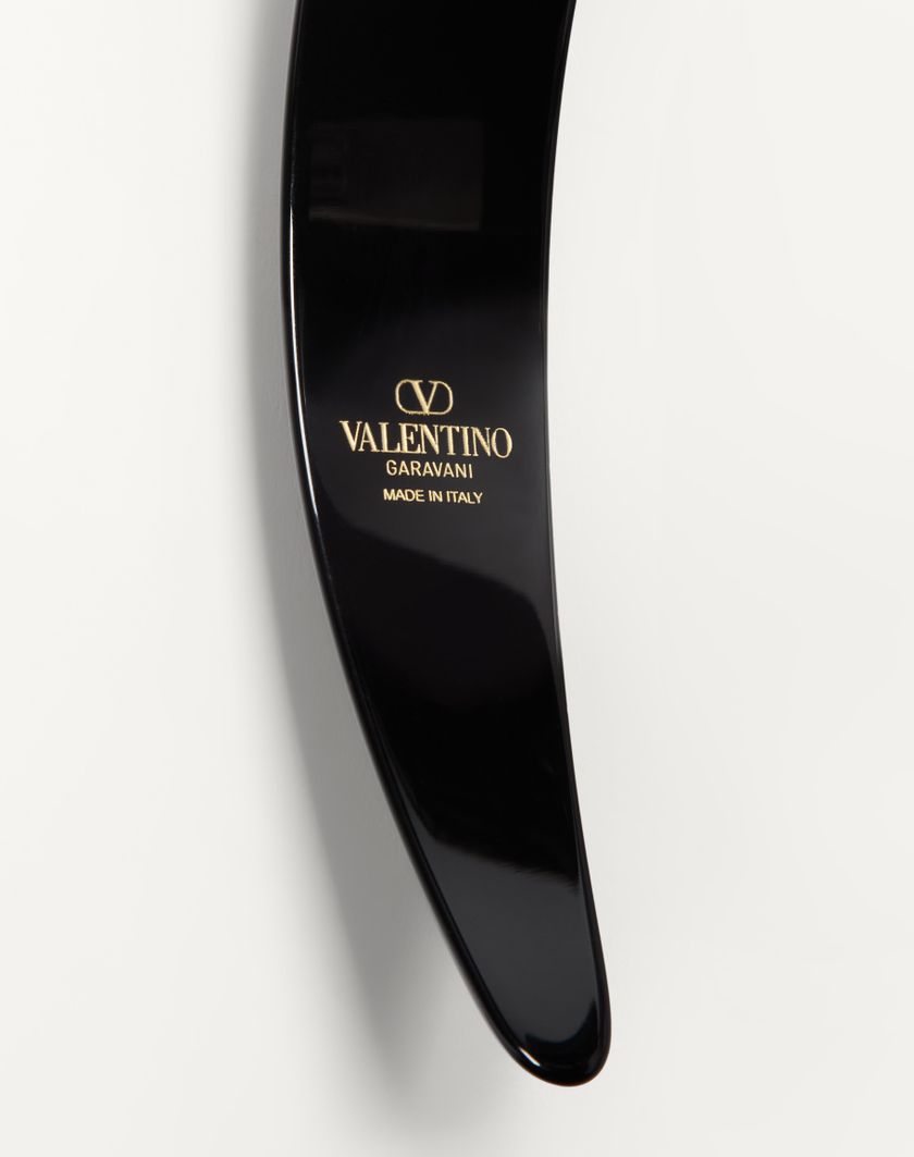 Valentino Handbags Cerchietto Vlogo Signature In Resina Metallo E Cristalli per Donna in Nero/oro/crystal | Valentino IT Saldi Di Fabbrica