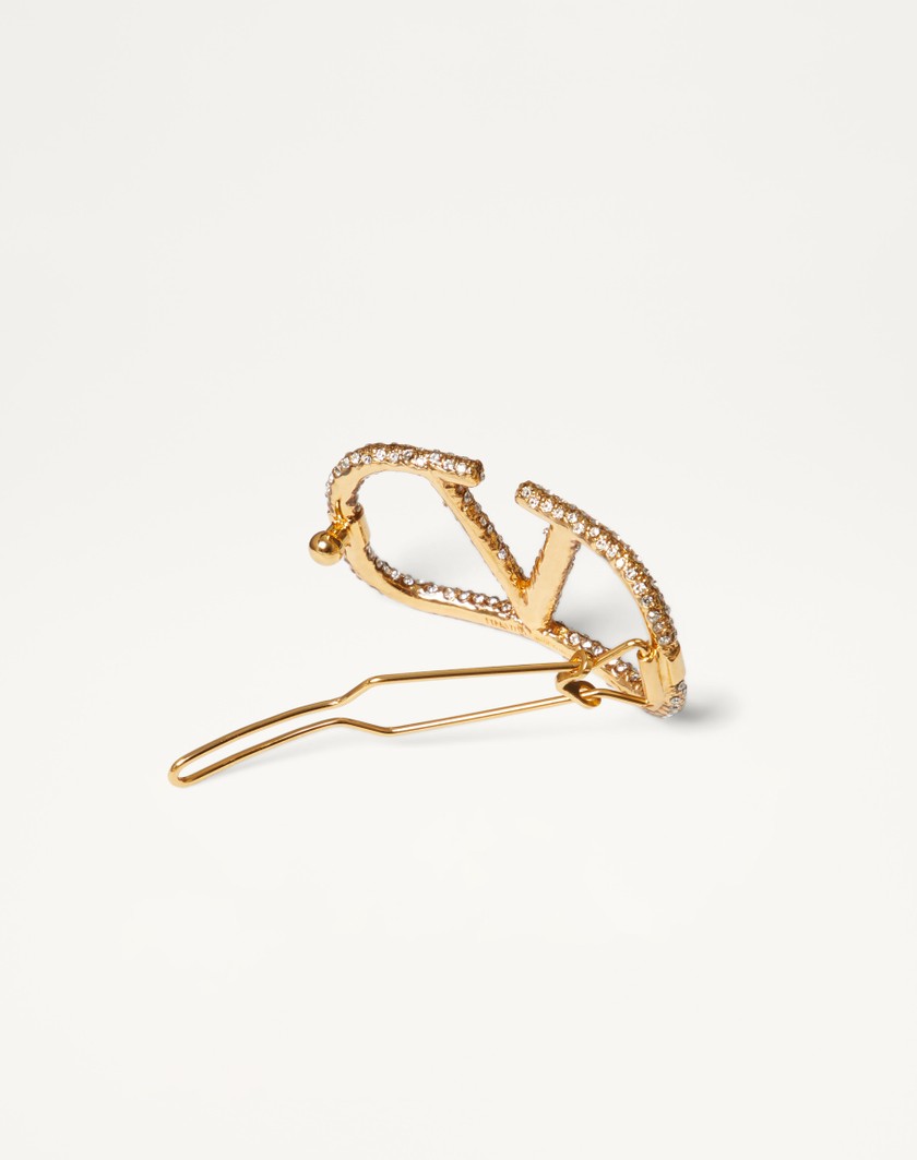Valentino Handbags Fermaglio Per Capelli Vlogo Signature In Metallo E Cristalli Swarovski® per Donna in Oro | Valentino IT In Saldo