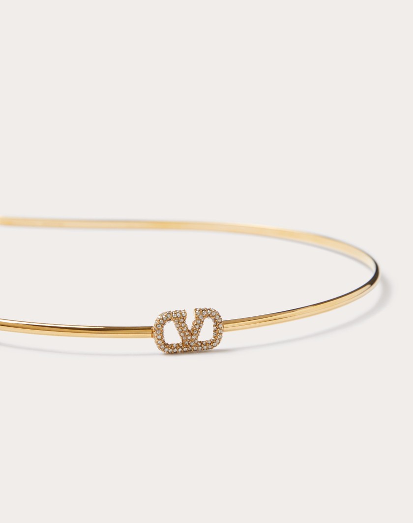 Valentino Handbags Cerchietto Vlogo Signature In Metallo E Cristalli Swarovski® per Donna in Oro | Valentino IT Spedizione gratuita