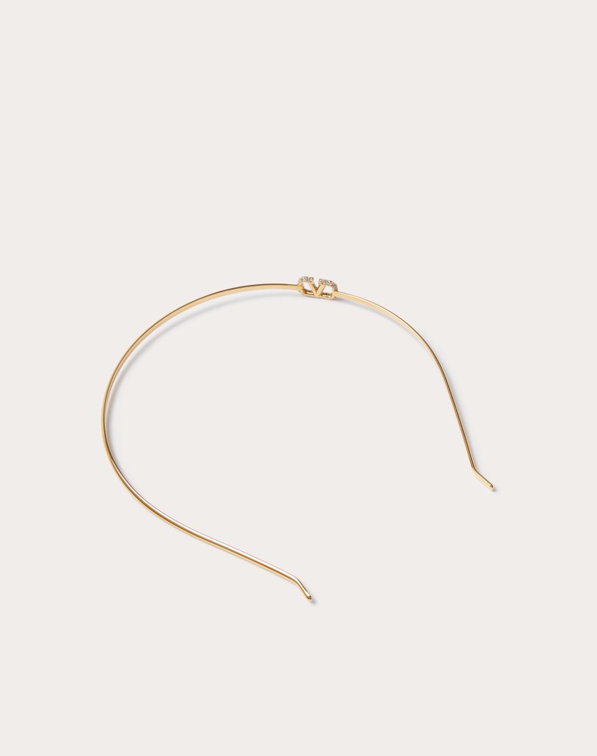 Valentino Handbags Cerchietto Vlogo Signature In Metallo E Cristalli Swarovski® per Donna in Oro | Valentino IT Spedizione gratuita