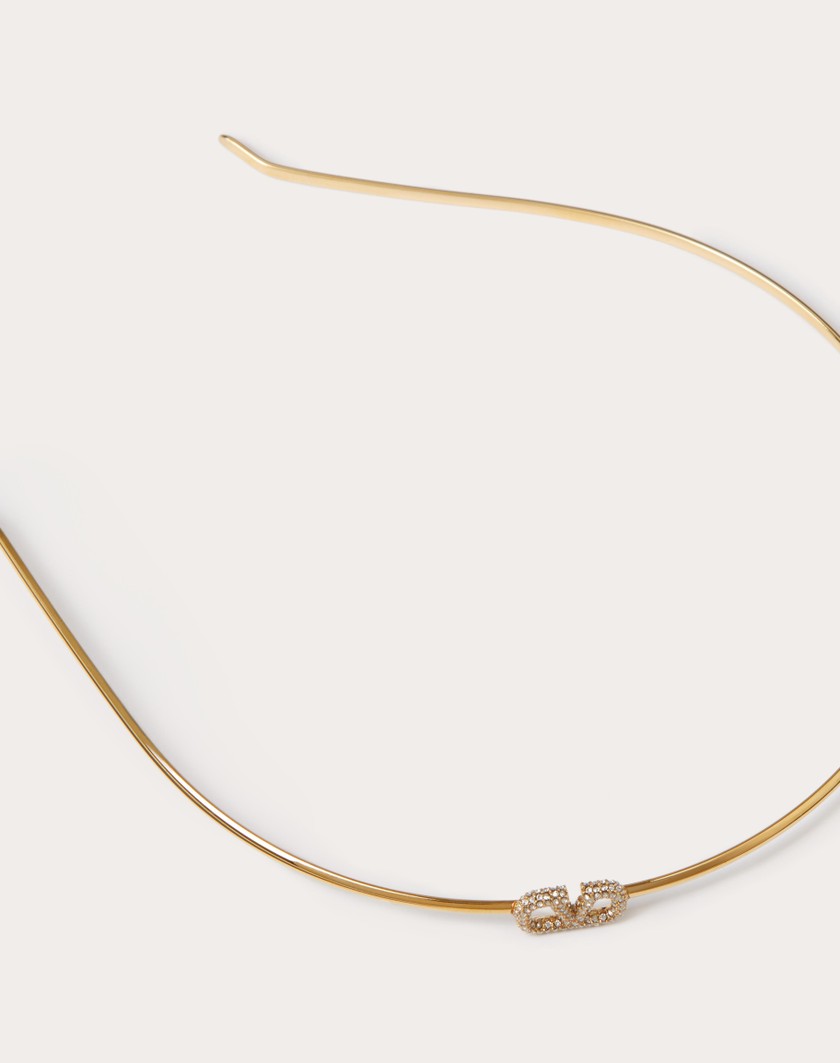 Valentino Handbags Cerchietto Vlogo Signature In Metallo E Cristalli Swarovski® per Donna in Oro | Valentino IT Spedizione gratuita