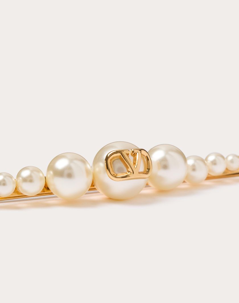 Valentino Handbags Fermaglio Per Capelli Vlogo Signature In Metallo E Perle per Donna in Oro | Valentino IT Offerta speciale