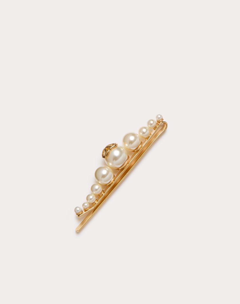 Valentino Handbags Fermaglio Per Capelli Vlogo Signature In Metallo E Perle per Donna in Oro | Valentino IT Offerta speciale