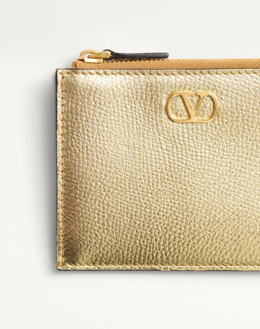 Valentino Handbags Portacarte Vlogo Signature In Vitello Granato Laminato per Donna in Antique Brass | Valentino IT Grande vendita